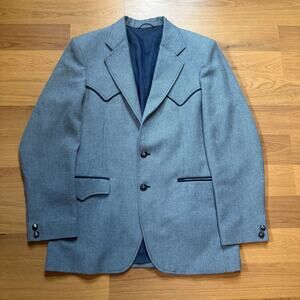 Men's Vintage 90's Circle S Blue Western Ranch Jacket Sports Coat Blazer Sz 40R